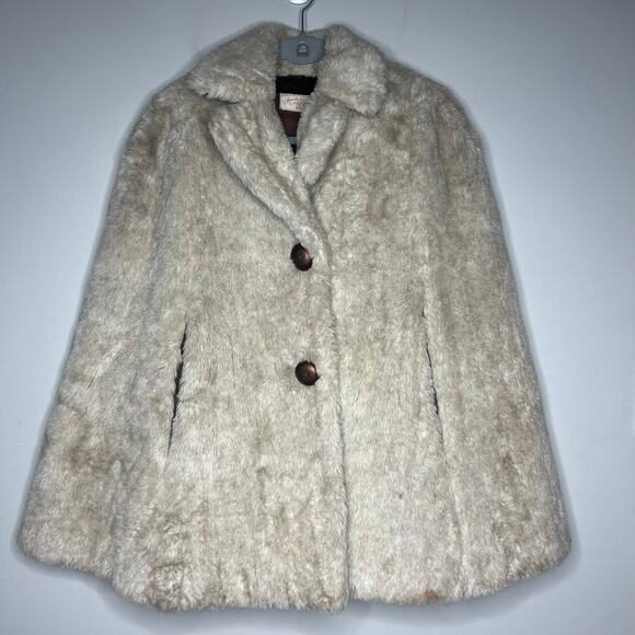 VTG Faux Fur Women's Inverness Cape Cloak Coat OS Old Money Glam Old Hollywood - Picture 2 of 10